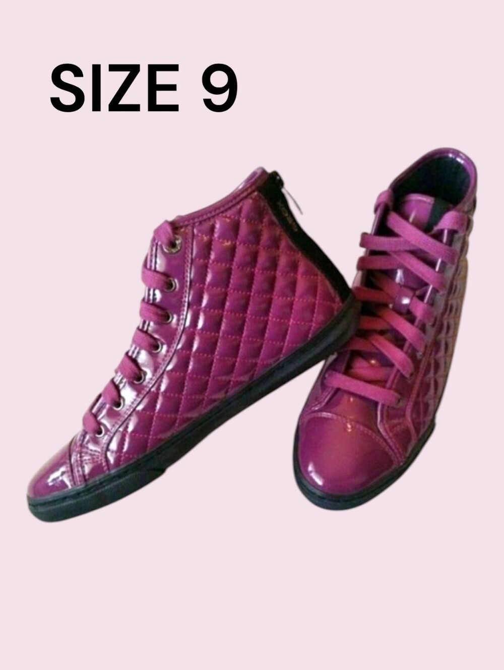 QUILTED PATENT LEATHER SNEAKERS HIGH TOPS PURPLE ORCHID SIZE 9 WOMEN'S 9